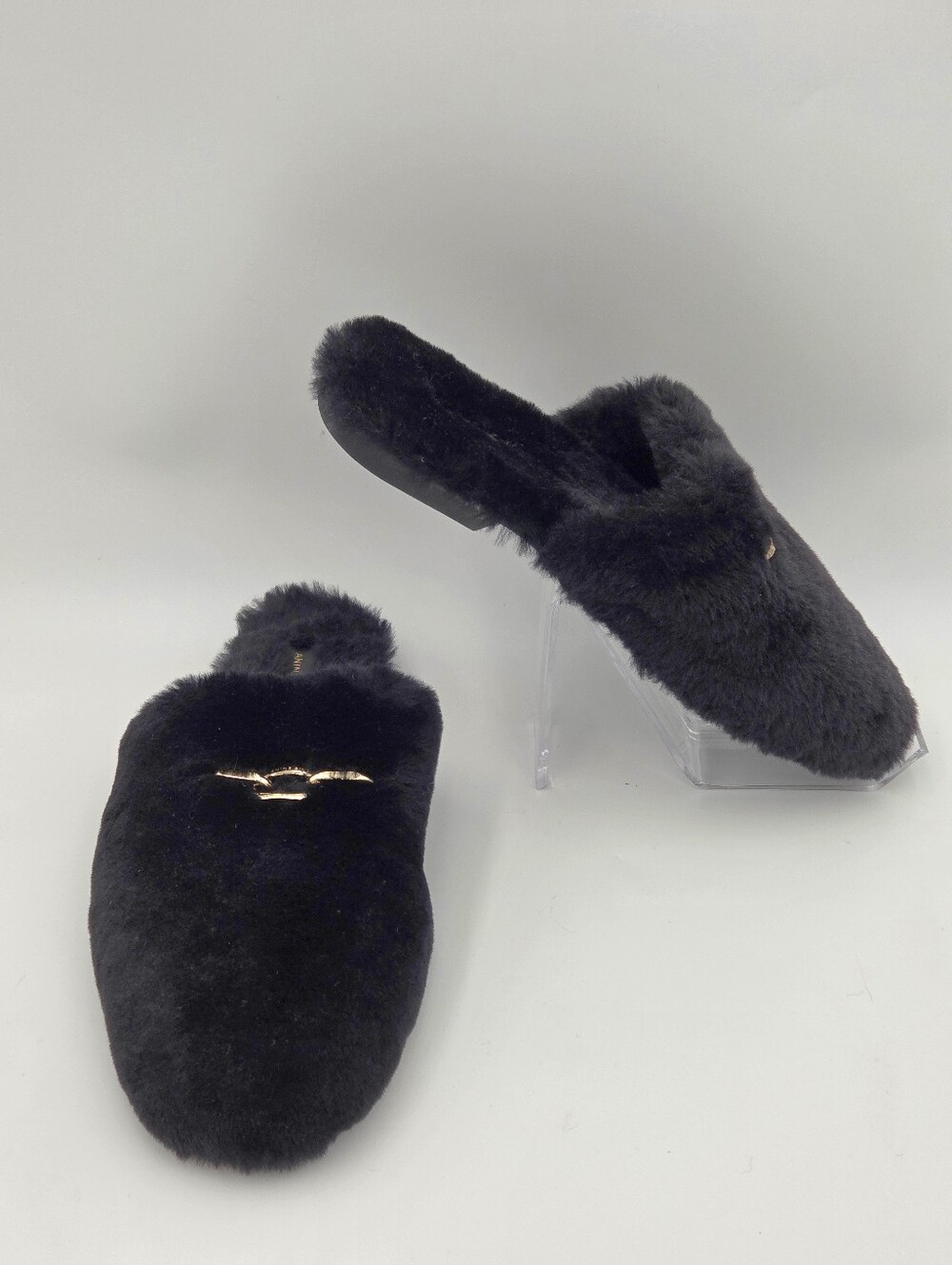 Anine Bing Shearling Mules In Black